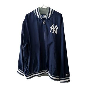 STARTER New York Yankees Men’s Windbreaker Jacket 1/2 Zip Navy Blue Size XXL